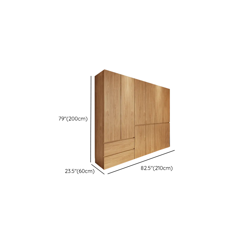 Wood Grain Minimalist Laminate Wardrobe Closet with Soft Close Drawer, Soft Close Door, Interior Shelves, and Clothing Rod - image 20