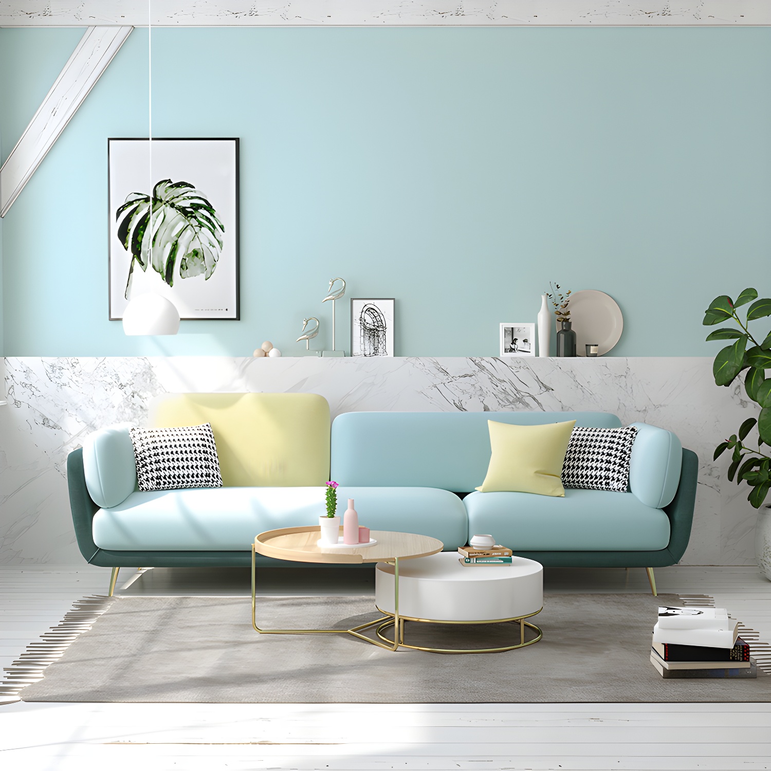 36" High Modern Velvet Square Arm Sofa with 2 Pillows Standard Sofa for Living Room - image 6