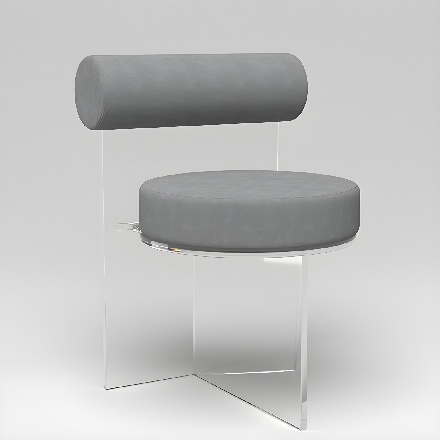 Modern Clear Leg Side Chair with Solid Back and Low Back Heights for Kitchen & Dining