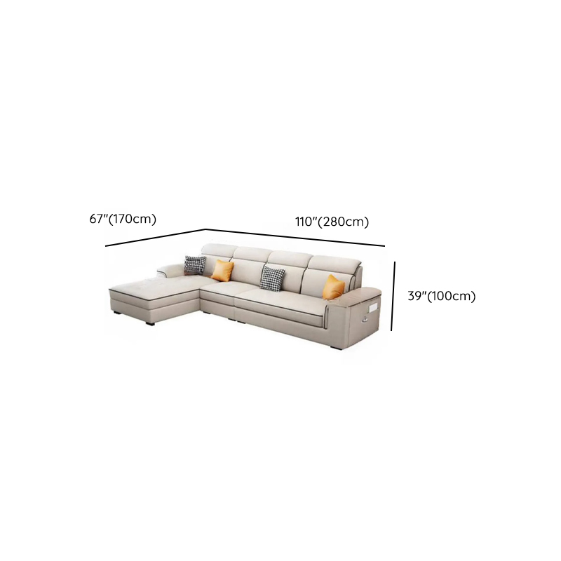 Casual L-Shape Stain Resistant Cream Sofa Recliner with Left/Right Hand Facing Square Arm and Chaise Component - image 11