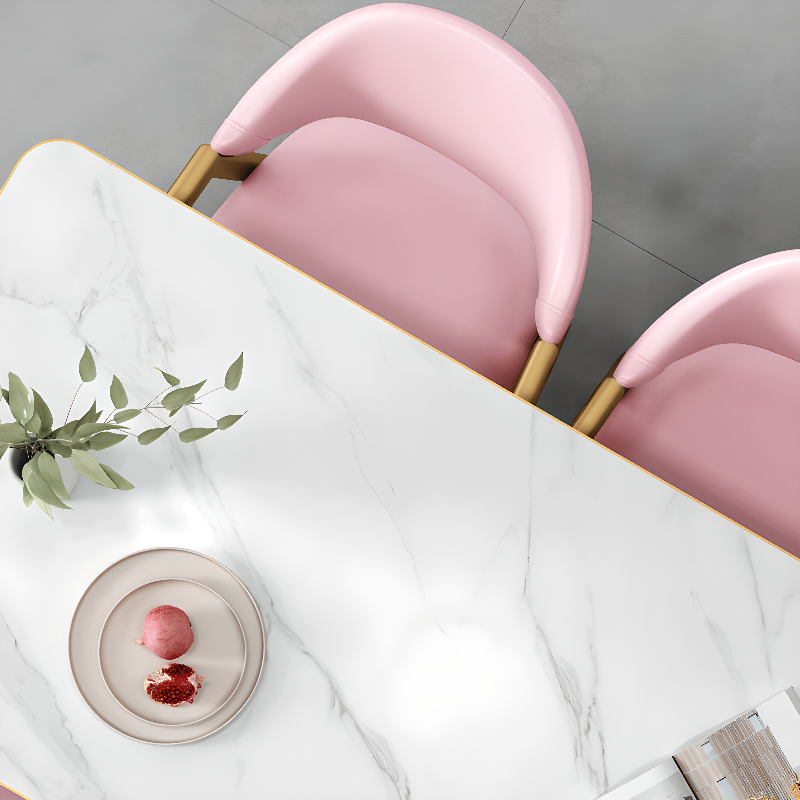 Glamorous Stone Top Sleigh Base Dining Table Set - image 22
