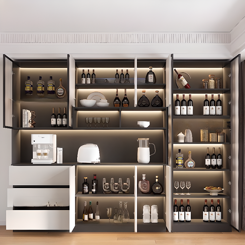 Trendy Sideboard with 3 Drawers, Cupboard, Wide/Standard/Narrow Sizes, 2/1 Shelves, Cabinets, and Glass-panel Door - image 6