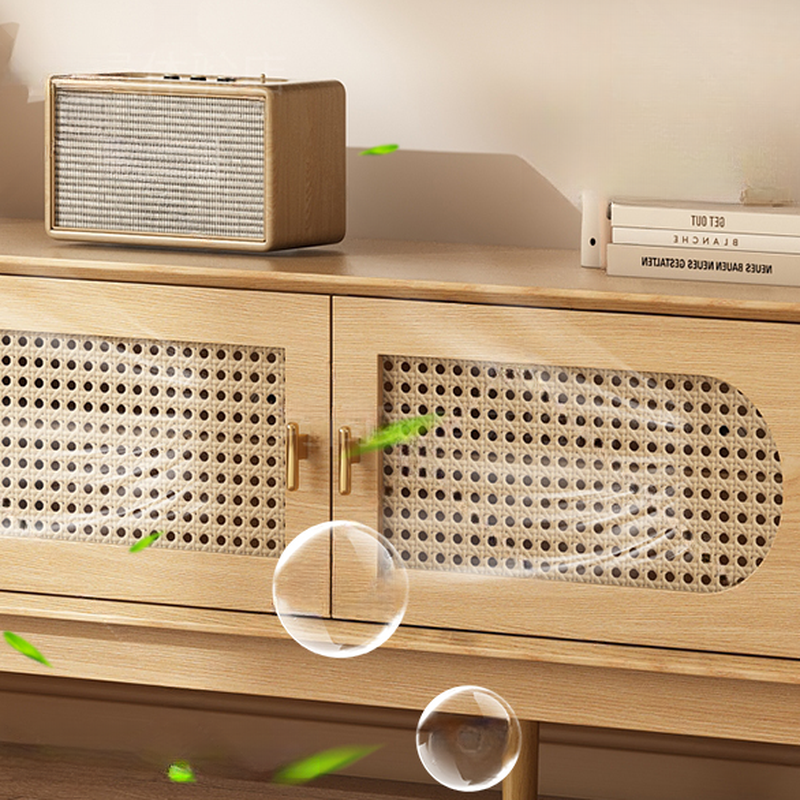 Solid+Engineered Wood TV Stand with 4 Drawers, 2 Cabinets, Cable Management, and Variable Shelf - image 8