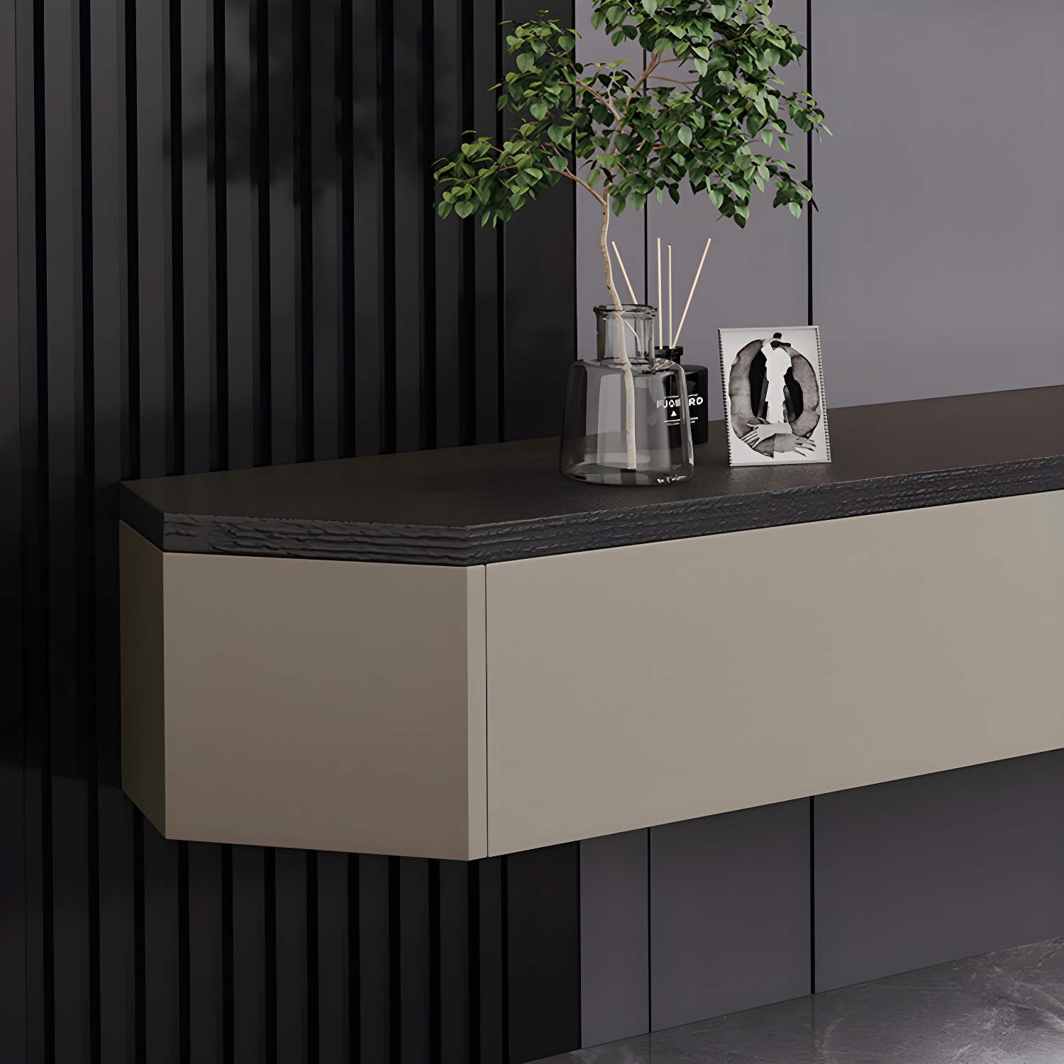 Contemporary Wall-Mounted TV Media Console with Cable Management - image 8