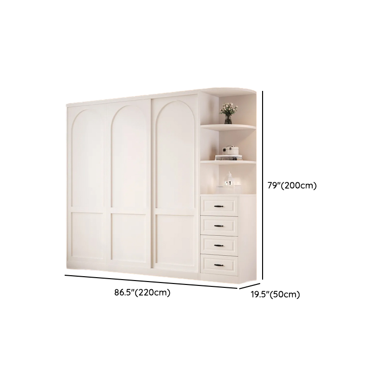 Contemporary White Engineered Wood Cabinet Armoire with Multiple Drawers, Interior Shelves, and Hanging Rod - image 25