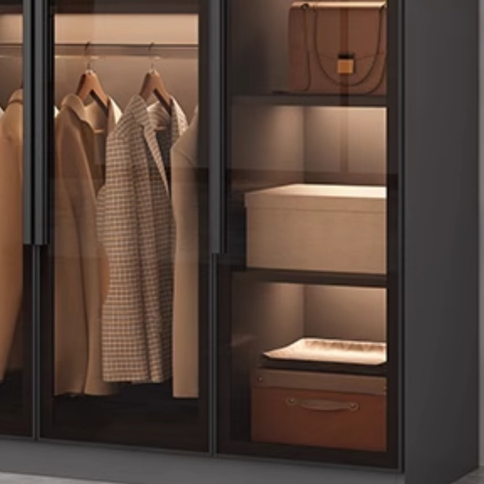 Ink-Colored Manufactured Wood Detached Wardrobe Closet with Soft Close Drawer, Door, Interior Shelves, and Clothing Rod - image 9