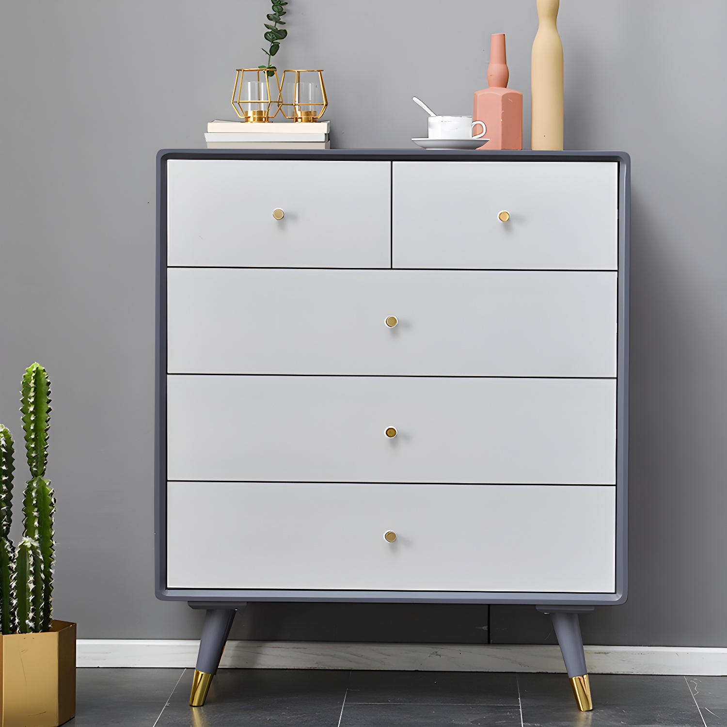 Solid Wood Accent Chest Mid Century Drawers Included Cabinet - image 7