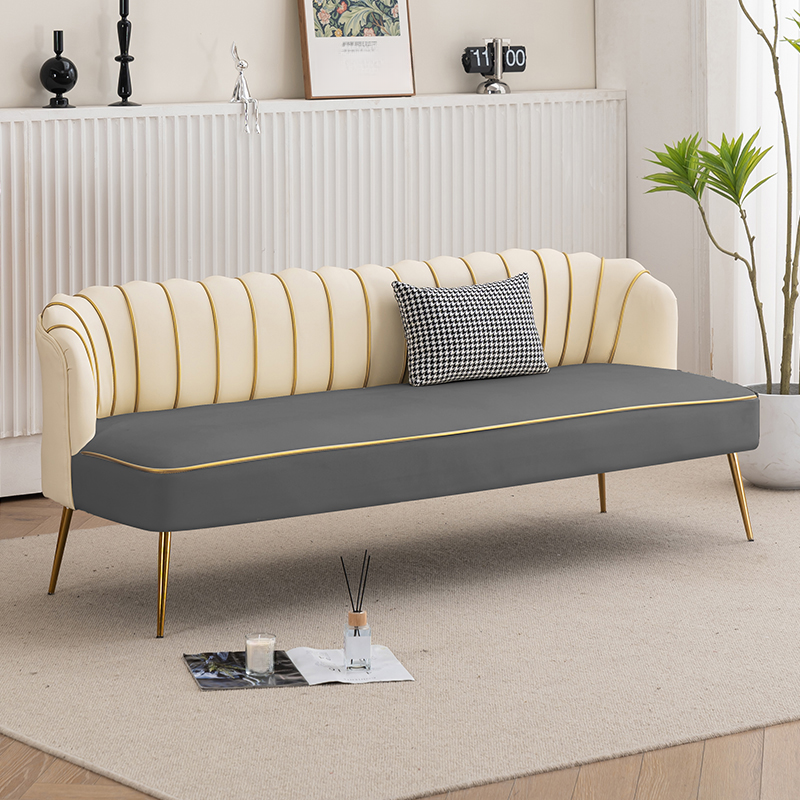 Modish Solid Color Stain Resistant Standard Sofa/Loveseat in Grey/Beige/Amber Color for 2/4-seater/3-seater with 1 Pillow - image 8