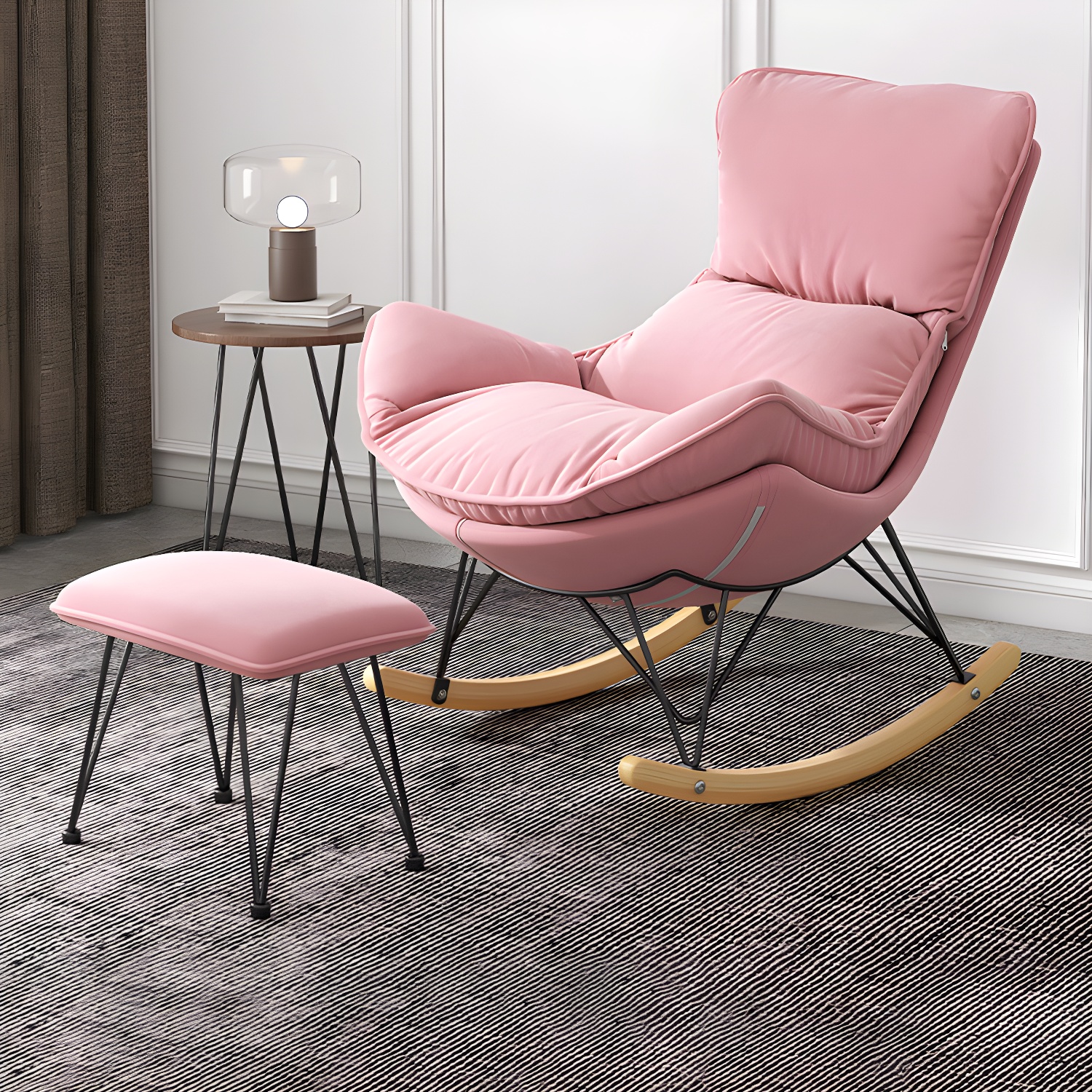 Solid Wood Rocking Chair Contemporary Rocker Chair with Padded Seat - image 12