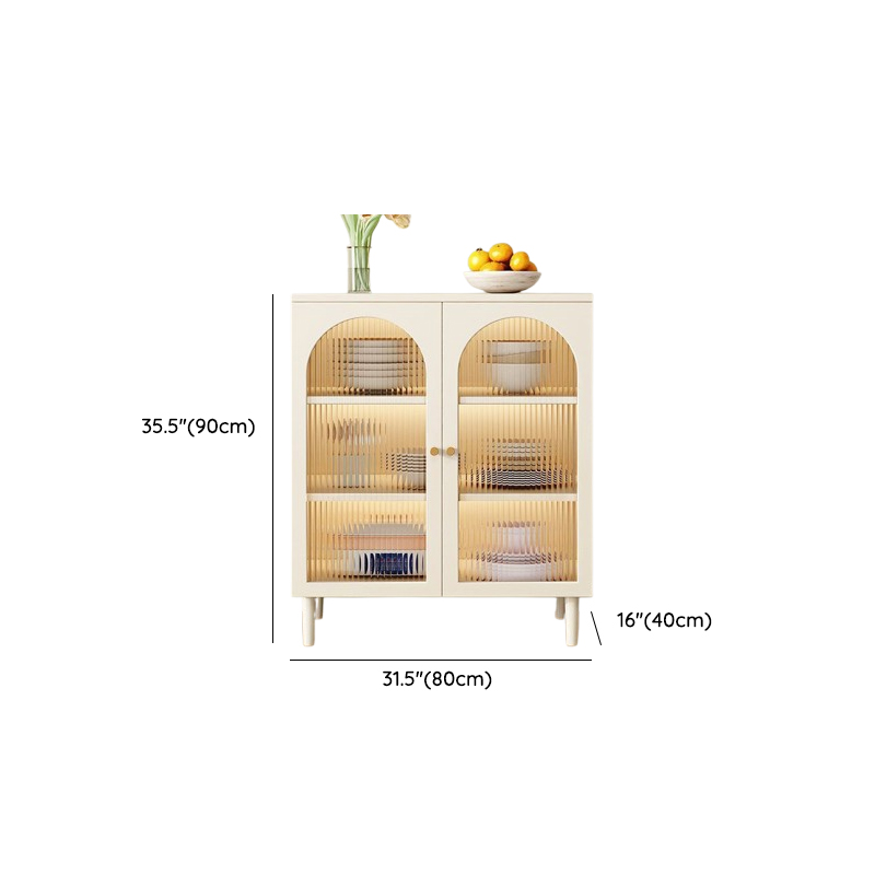 White Trendy Sideboard with 3 Drawers, Narrow/Standard Size, 3/6 Shelves, Lumber Countertop, and Glass-panel Door - image 18