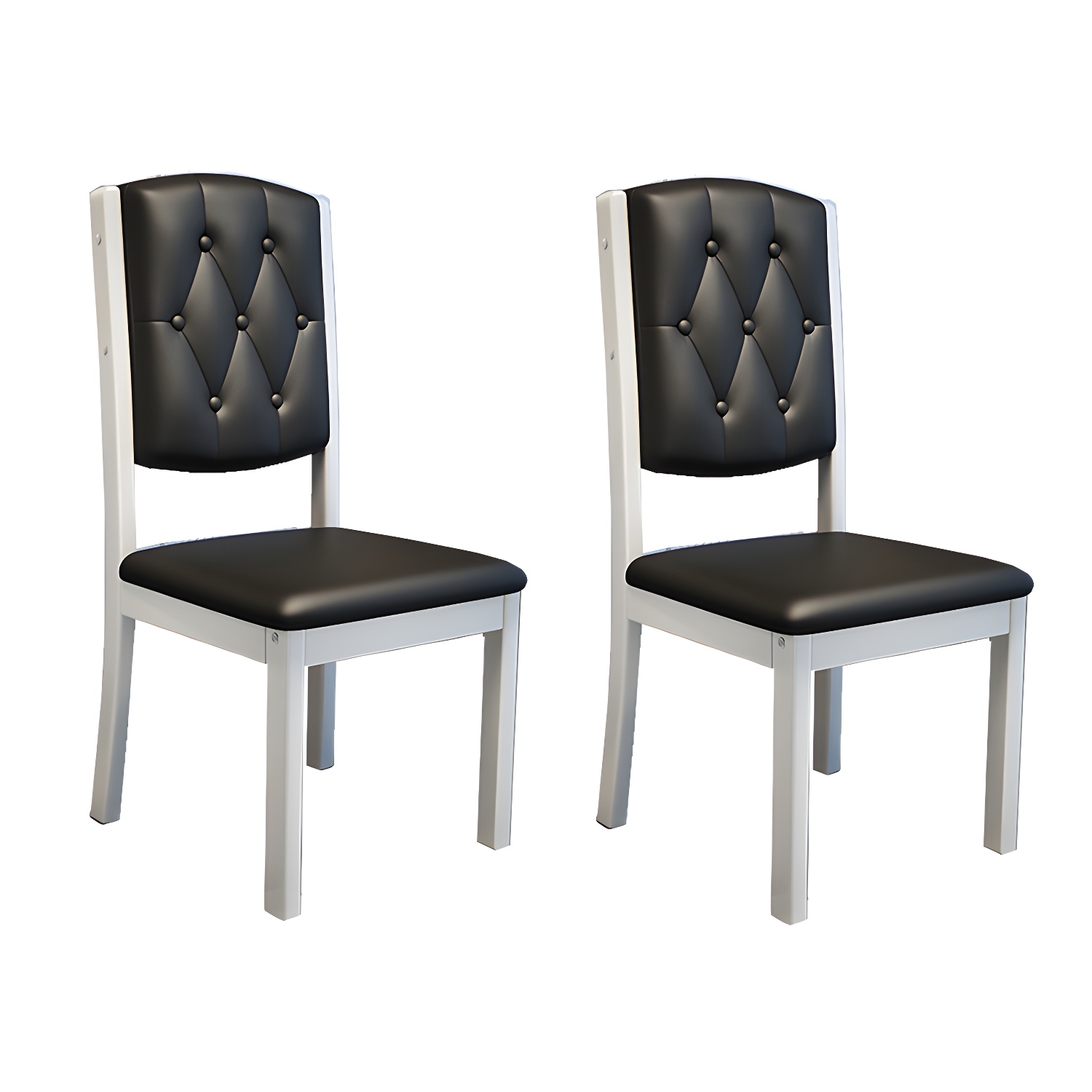 Matte Finish Leather Side Chair with Solid Wood Base for Home
