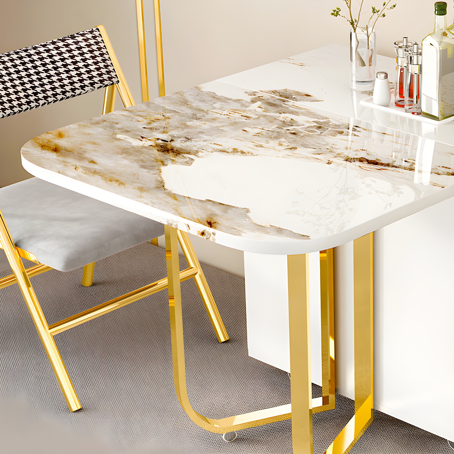 Modern Sintered Stone Dining Table Set 1/3/5/7 Pcs Folding Table and Chairs - image 6