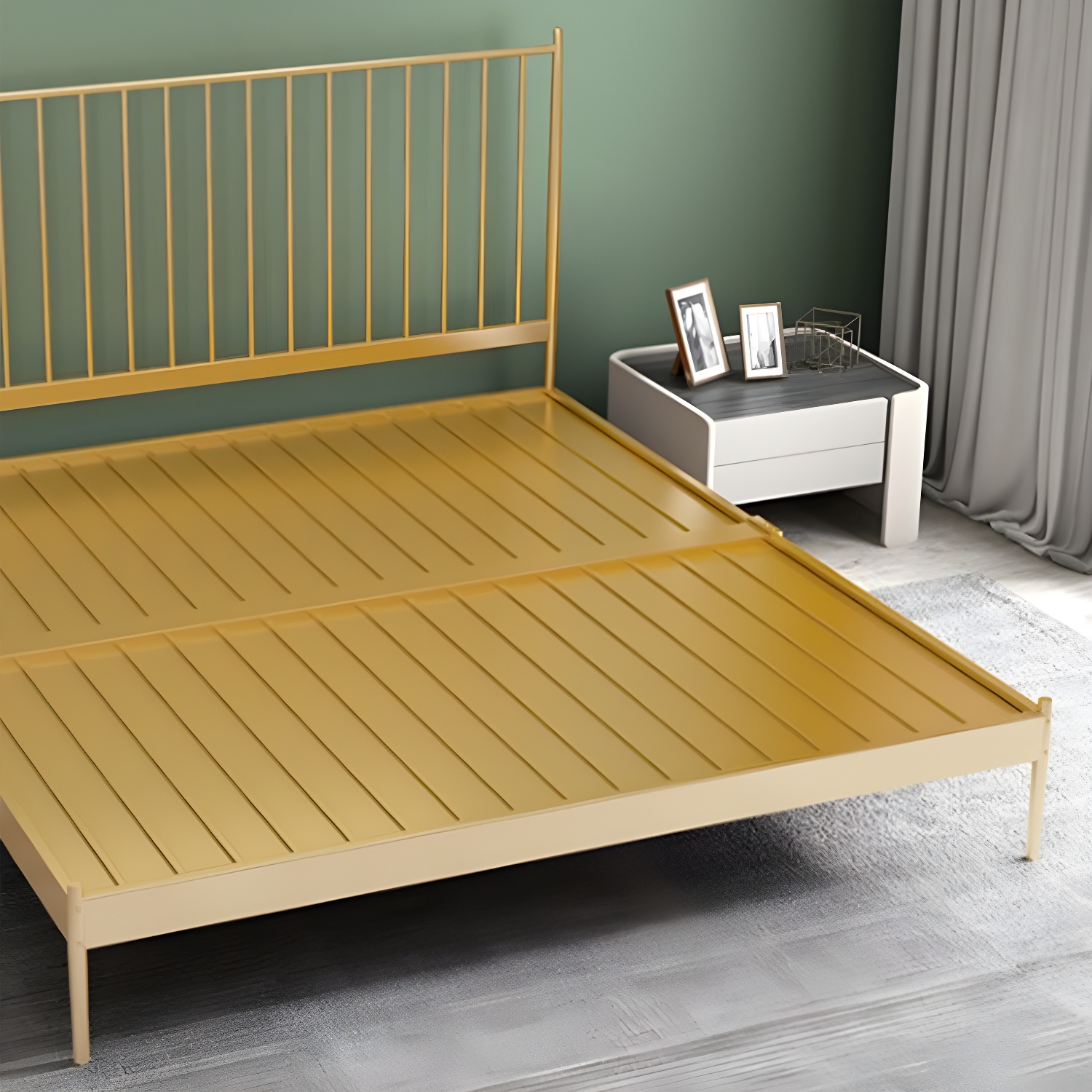 Modern Style Metal Material Includes Headboard Gold/white/black Bed - image 11