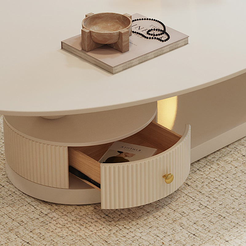 White/Black Farmhouse Single Stone Accent Table with Base, Oval Top, and 1 Drawer - image 5