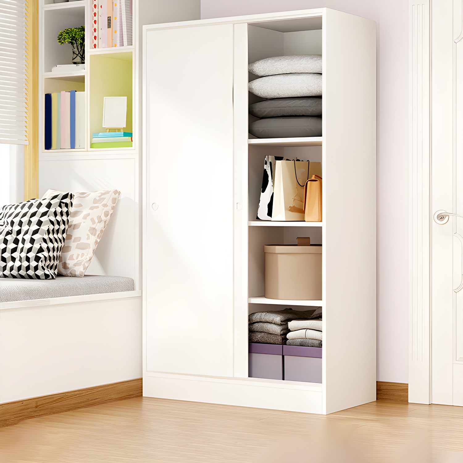 Contemporary Wardrobe Cabinet Sliding Storage Cabinet for Home - image 3