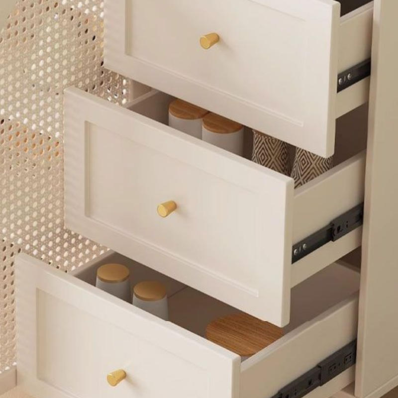 White Trendy Sideboard with 3 Drawers, Narrow/Standard Size, 3/6 Shelves, Lumber Countertop, and Glass-panel Door - image 6