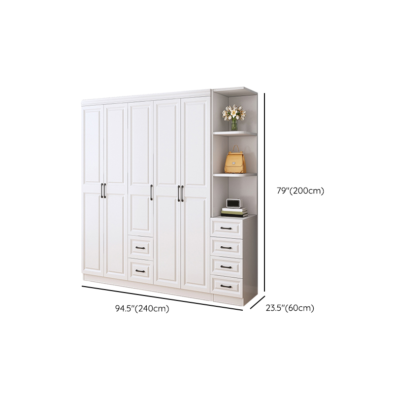 Modern White Wood Wardrobe Armoire with Soft-Close Drawers and Clothing Rod - image 22