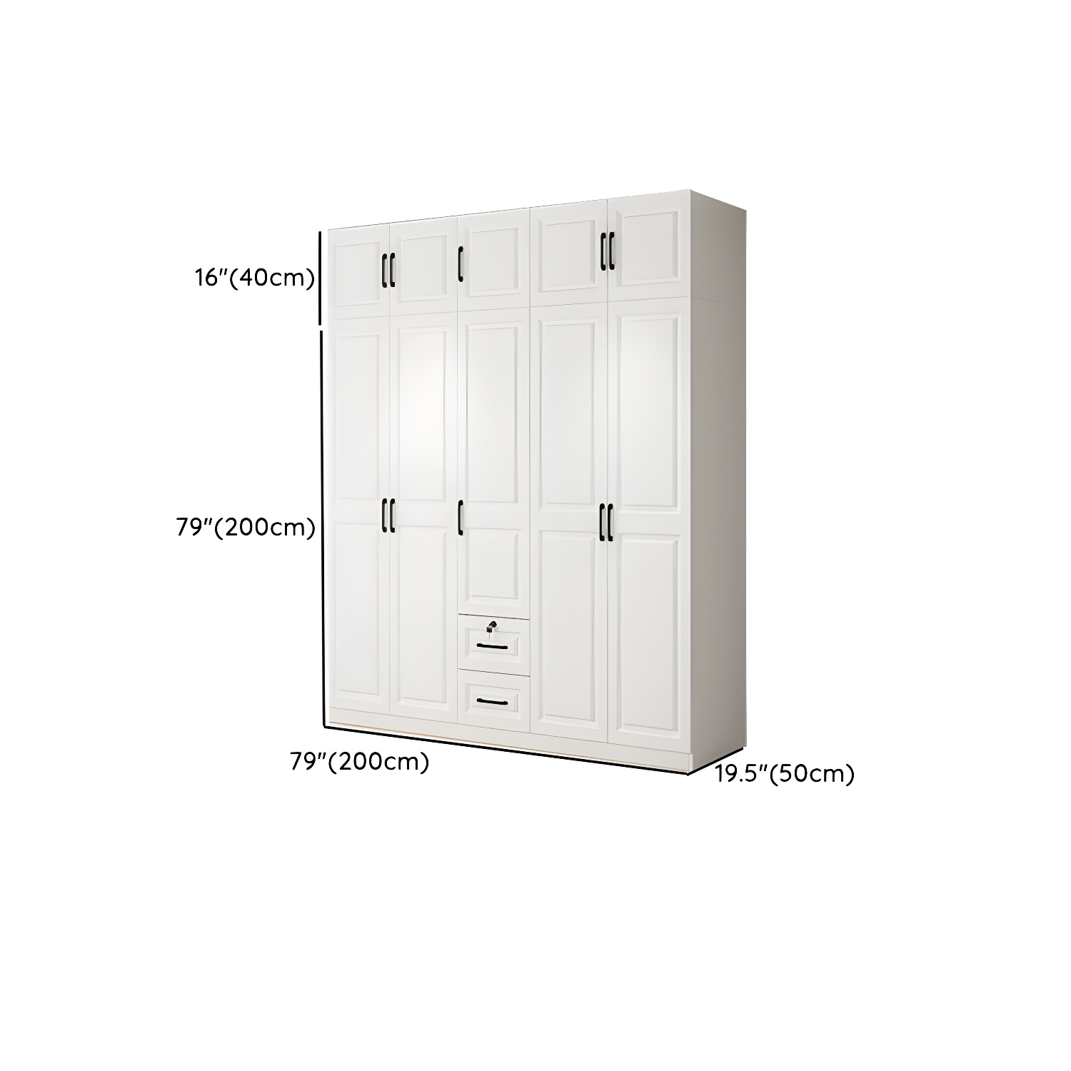 White Wood Wardrobe Armoire with Drawers, Shelves, and Clothing Rod - image 22