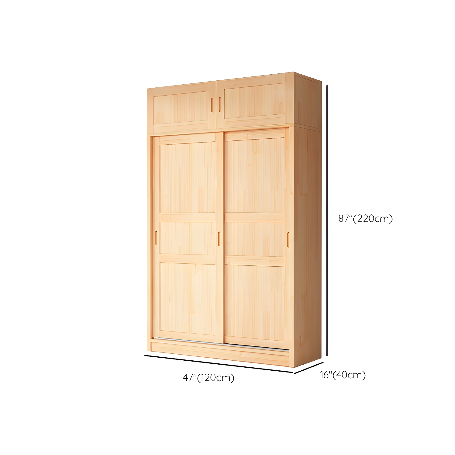 Natural Pine Solid Wood Wardrobe Freestanding Wardrobe with Sliding Doors - image 18