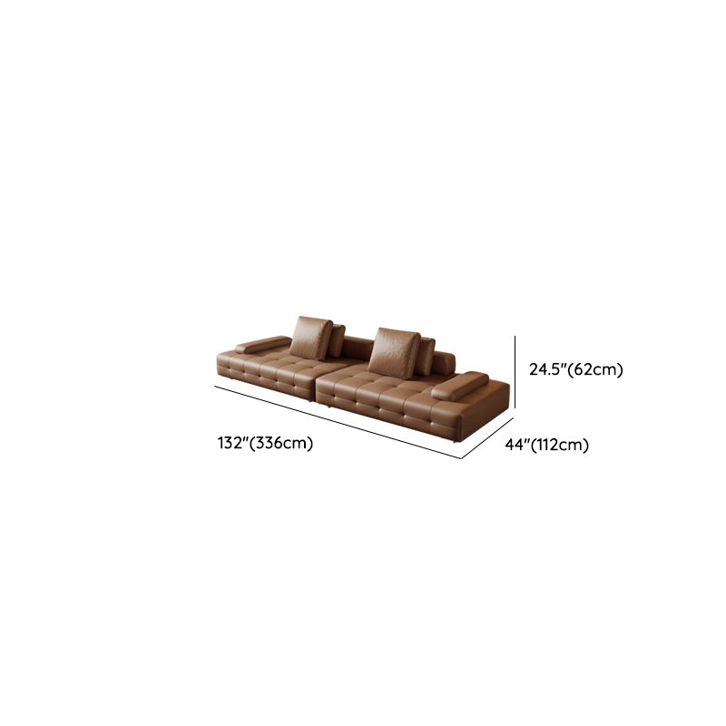 Tear Resistant Standard Sofa in Coffee Leather with 4 Pillows - image 8