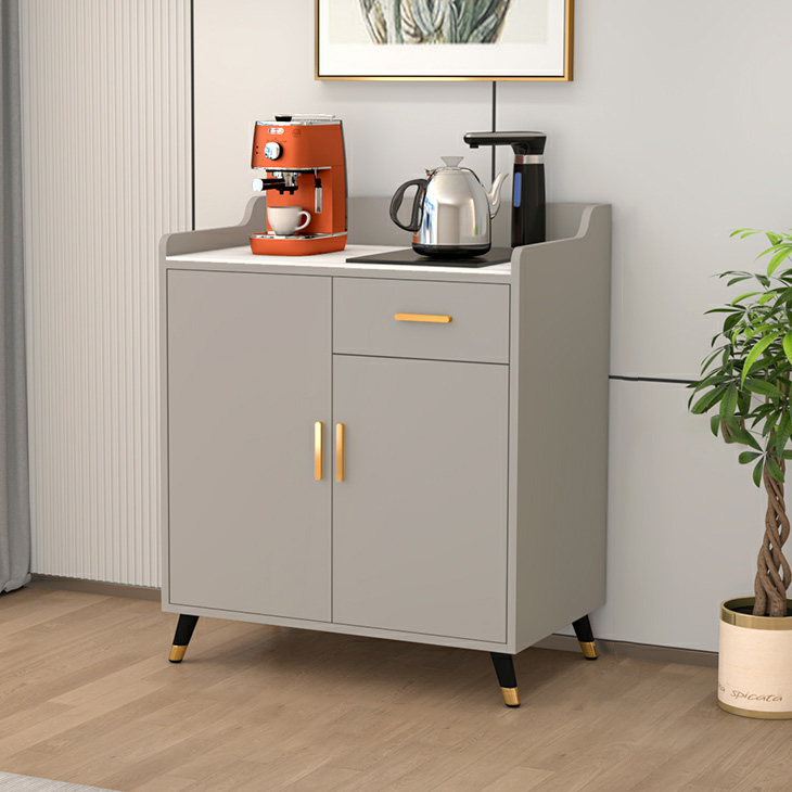 Contemporary Wood Sideboard Credenza with Stone Countertop and Drawers Included - image 4