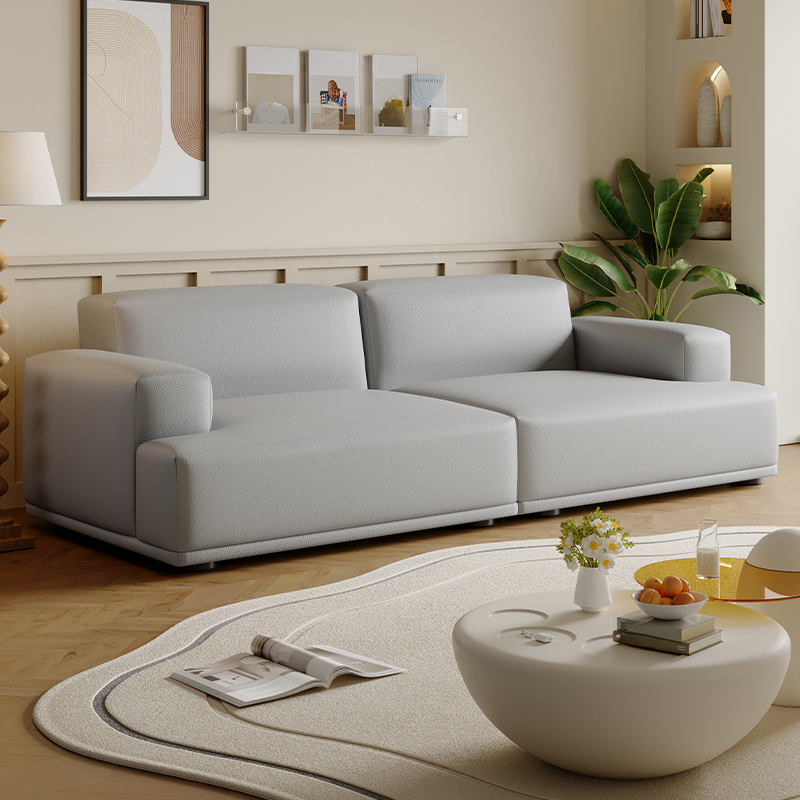 Modish Solid Color Stain Resistant Standard Sofa in Light Gray/Rose/Amber Color, 3-seater/4-seater/5 Person with 2 Pillows - image 5