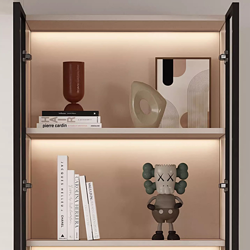 Simple Rectangular Damp-proof Accent Cabinet with Closet, Glazed Door, Chalk/Sand Top, and Soft Close Drawer - image 5