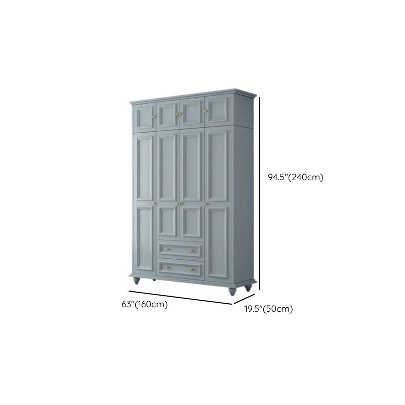 Chalk/Light Blue Contemporary Lumber Cabinet Armoire with Soft Close Drawer and Door, Interior Shelves, and Hanging Rod - image 11