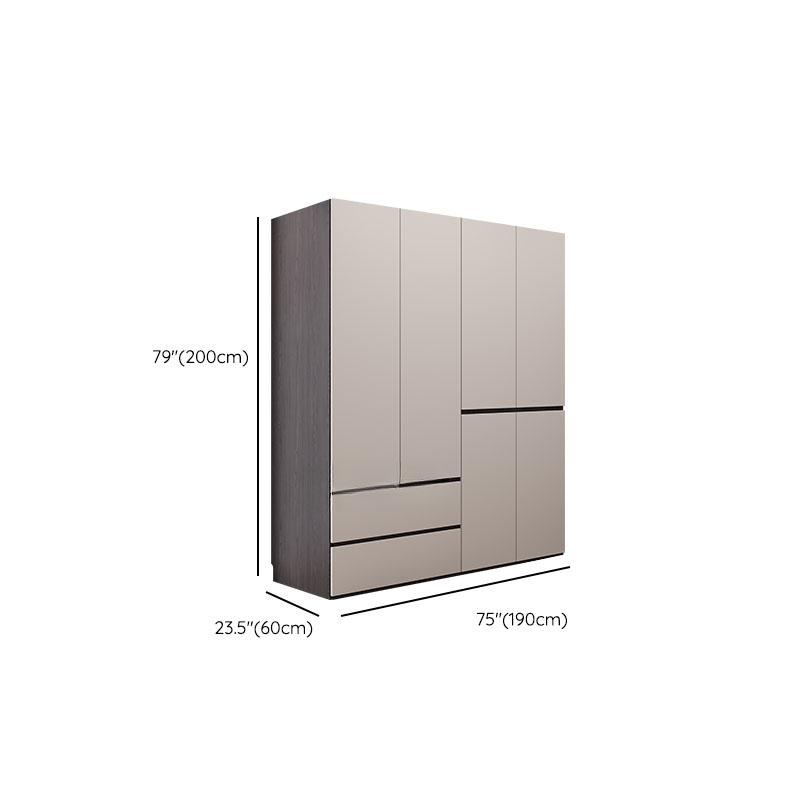 Light Gray Modish Manufactured Wood Independent Armoire Cabinet with 2 Drawers/4 Drawers, Interior Shelves, and Clothing Rod - image 22