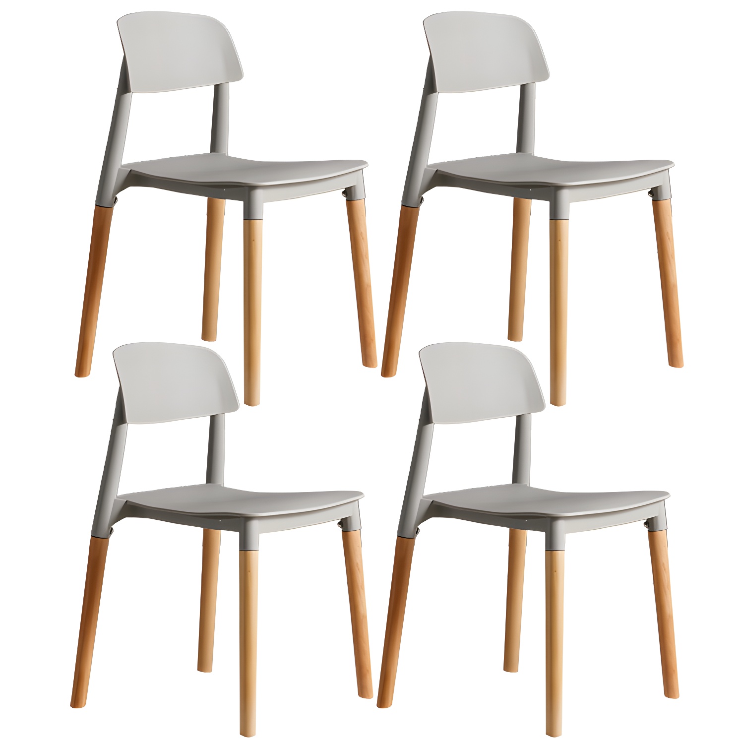 Scandinavian Home Side Chair Open Back Wood Legs Dining Room Chair Set - image 4