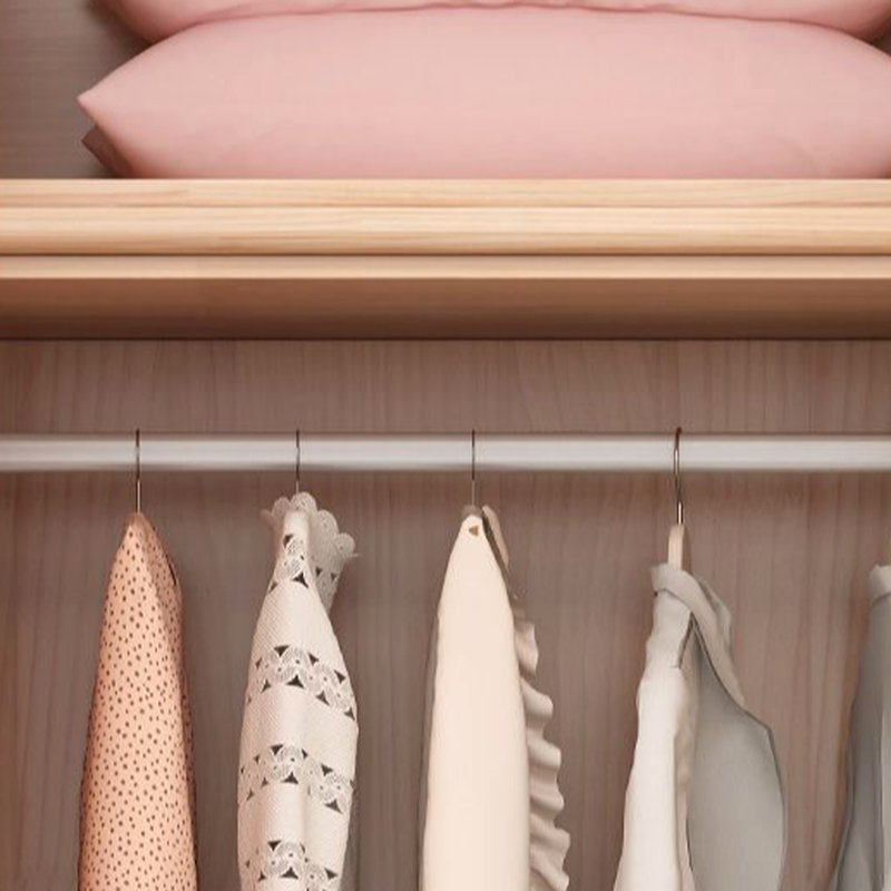 Natural Finish Minimalist Pine Wood Cabinet Armoire with 3-Drawer, Interior Shelves, and Clothing Rod - image 6