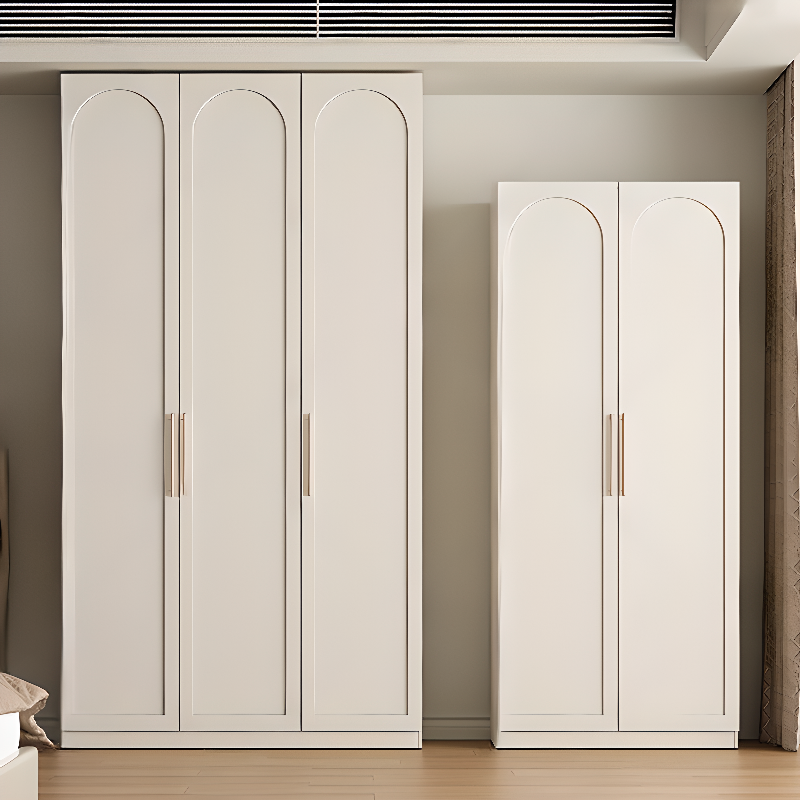 White Casual Manufactured Wood Independent Armoire Cabinet with Compartments, Soft Close Door, and Interior Shelves
