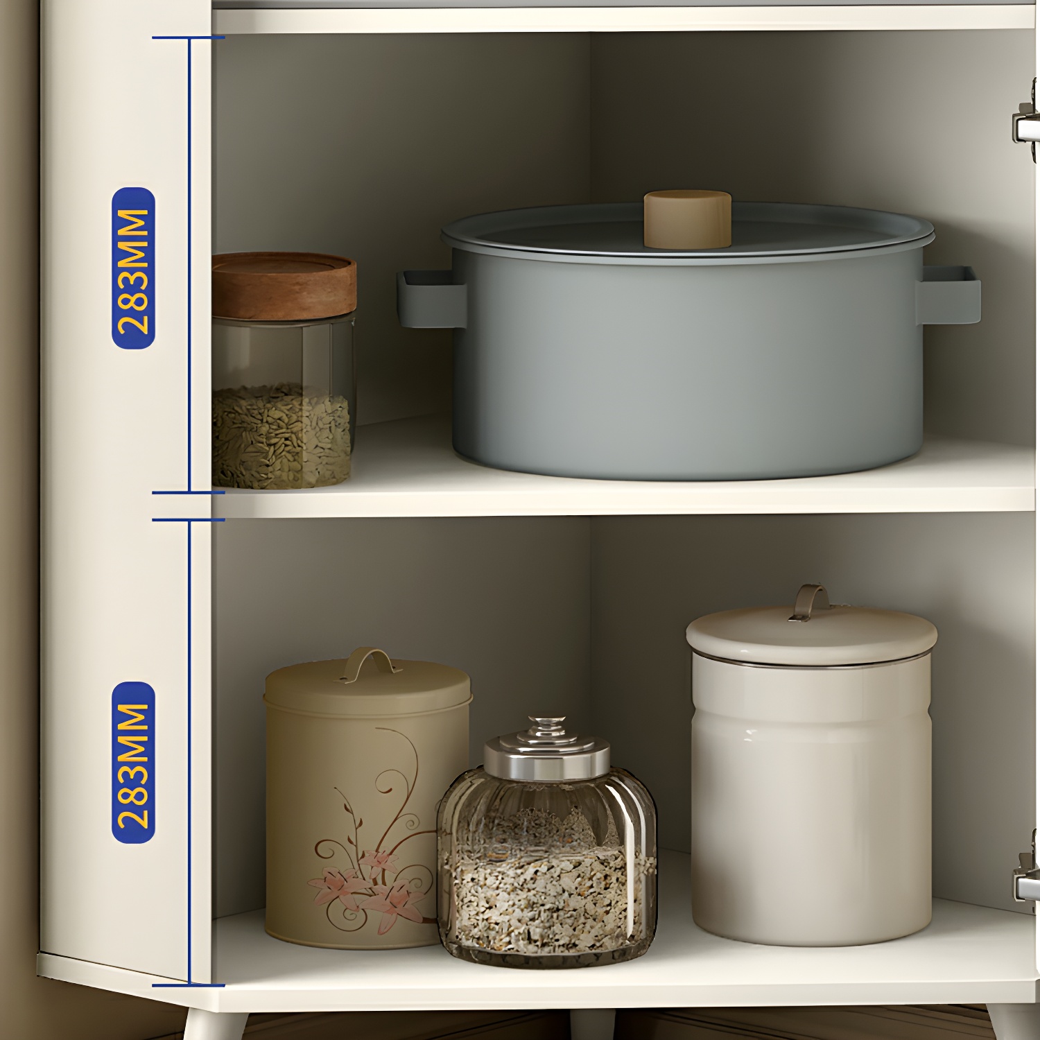 Modern White Corner Accent Cabinet with Stone Counter Top, 2 Cabinets, and 6 Shelves - image 6
