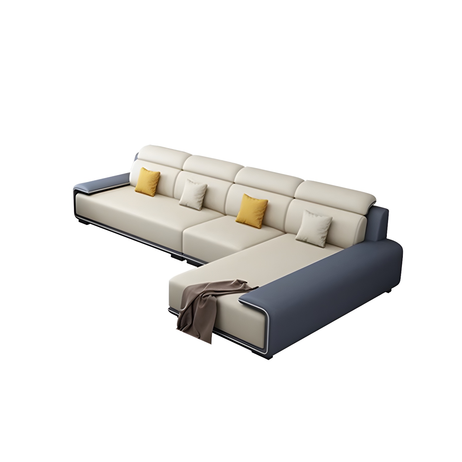 Modern L-Shape Sofa Chaise Sectional Set in Tech Cloth Features Storage and Seat for 4 - image 12