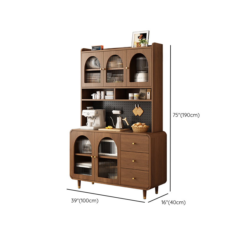 3 Drawers Modish Tan Standard Sink Cabinet with Glass Doors, 2 Shelves/1 Shelf, and Cabinets - image 23