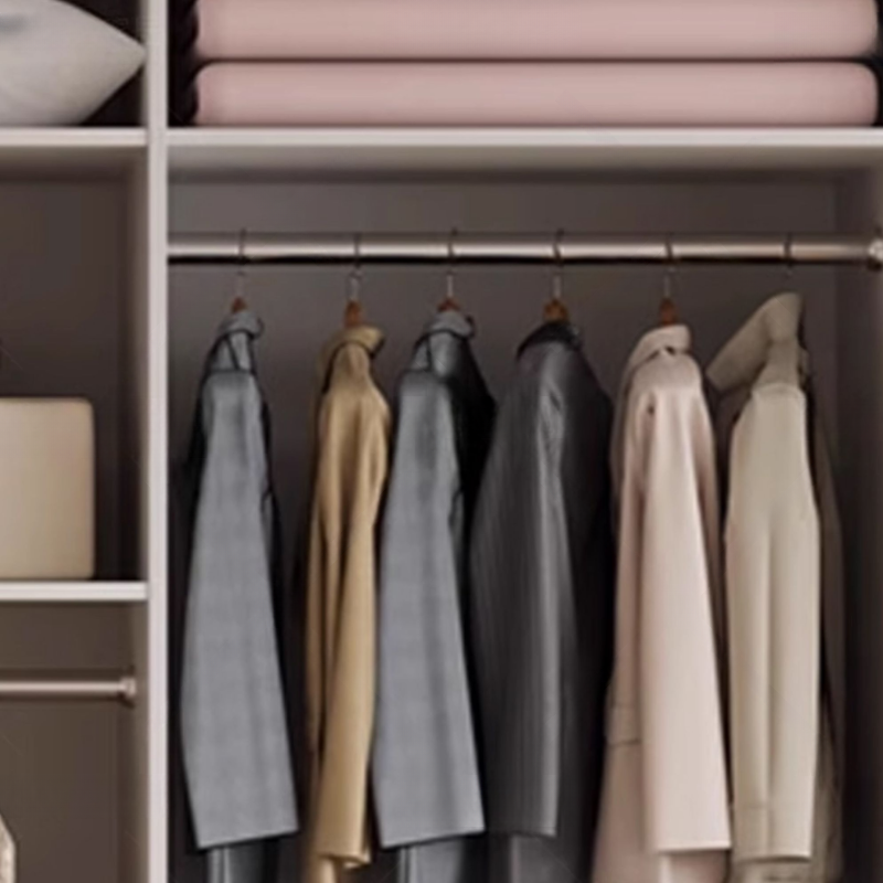 White Minimalist Laminate Wardrobe Closet with Compartments, Soft Close Door, Interior Shelves, and Clothing Rod - image 6