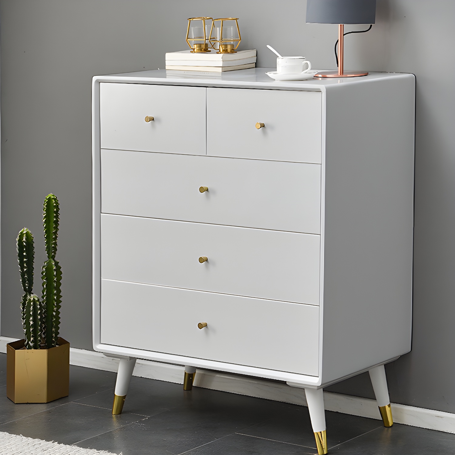Solid Wood Accent Chest Mid Century Drawers Included Cabinet - image 6