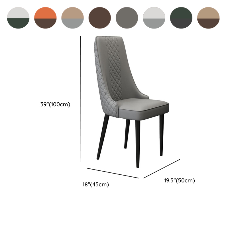 Contemporary Restaurant Armless Chair with Solid Back Panel, Upholstered Metal Legs - image 17