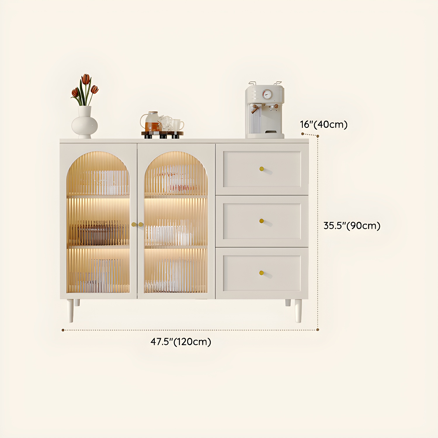 White Modern Sideboard Credenza with Cabinets and Reserve Installation Holes, Full Assembly Required - image 20
