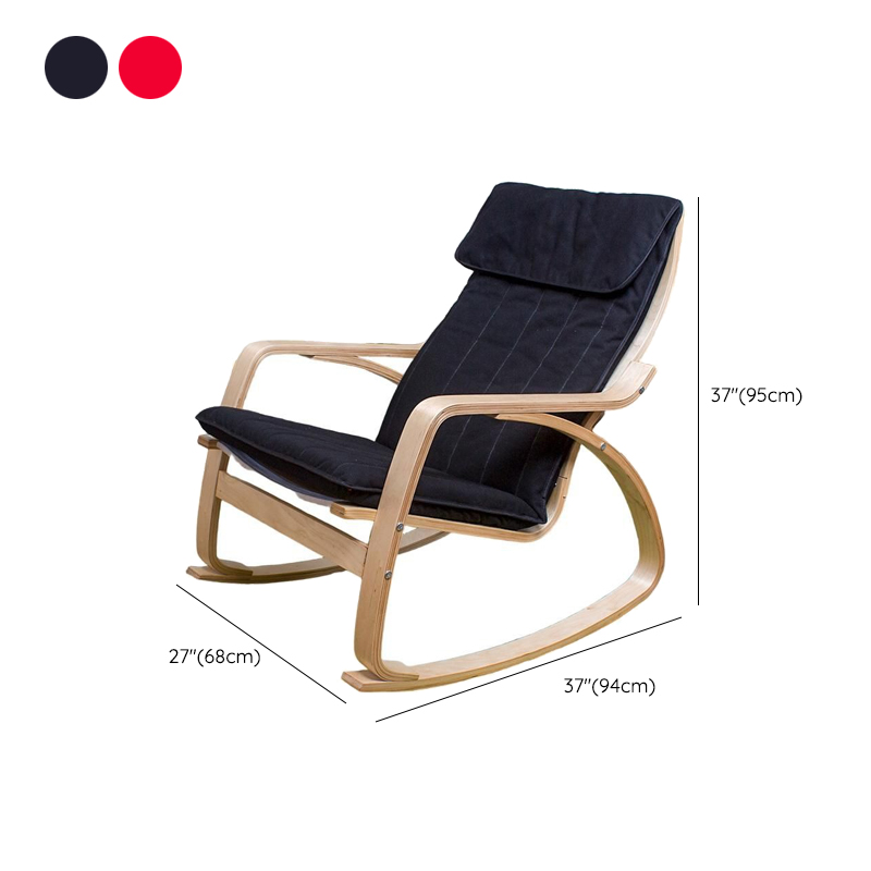 Ergonomic Natural Wood Rocking Armchair with Rear Back, Stationary - image 9