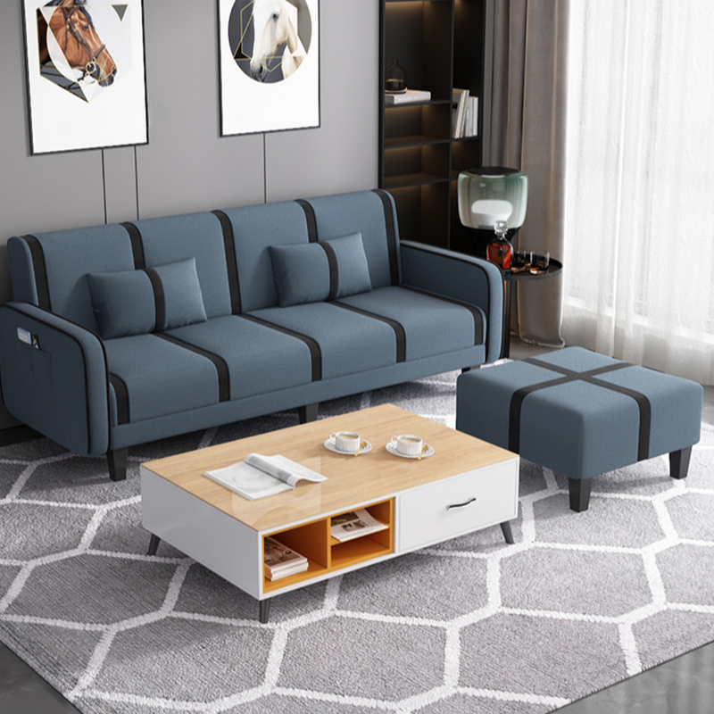 Striped Standard Sofa in Dark Gray/Cerulean/Off-White with Armrest - image 16