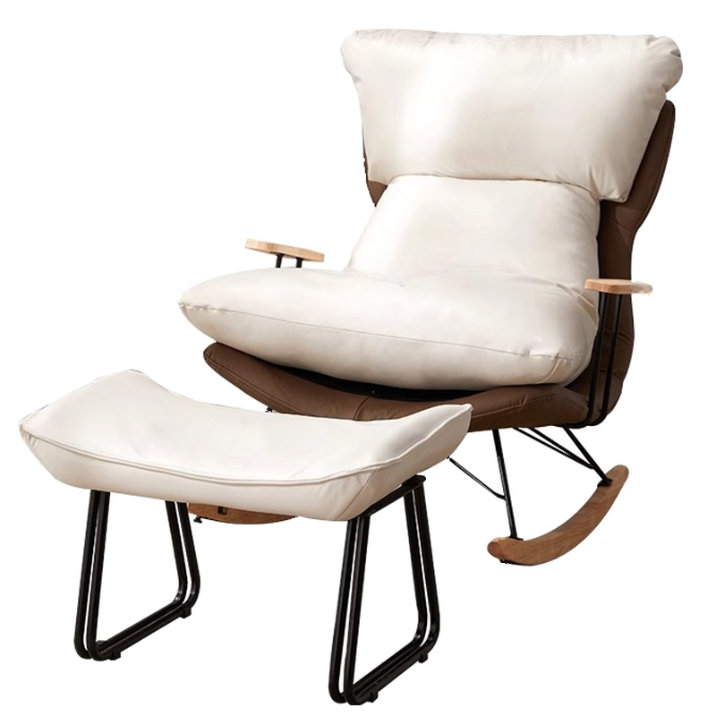 1 Piece Set/2 Piece Set Water Resistant Padded Living Room Rocking Chair in Chalk/Grey/Citrus Color with Upholstered Back and Track Arm in a Simple Style, Ottoman Included/Not Included - image 19