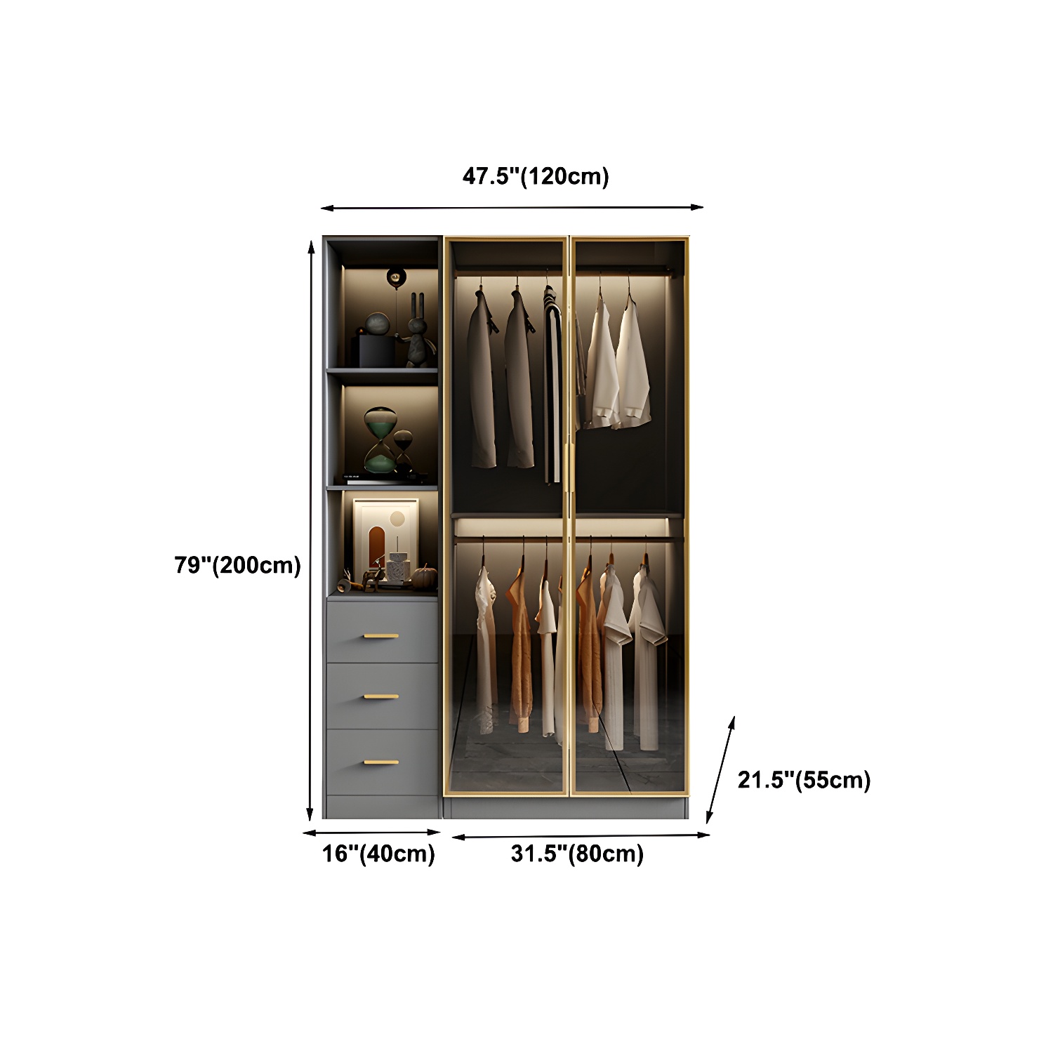 Glass and Wood Wardrobe Armoire Contemporary Wardrobe Closet - image 22