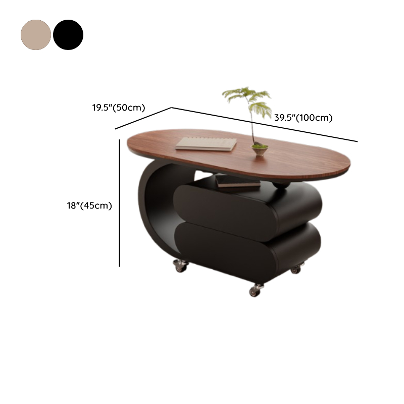 Simplistic Oblong Side Table with Wheel Base, Swivel Wheels, and Drawers - image 12