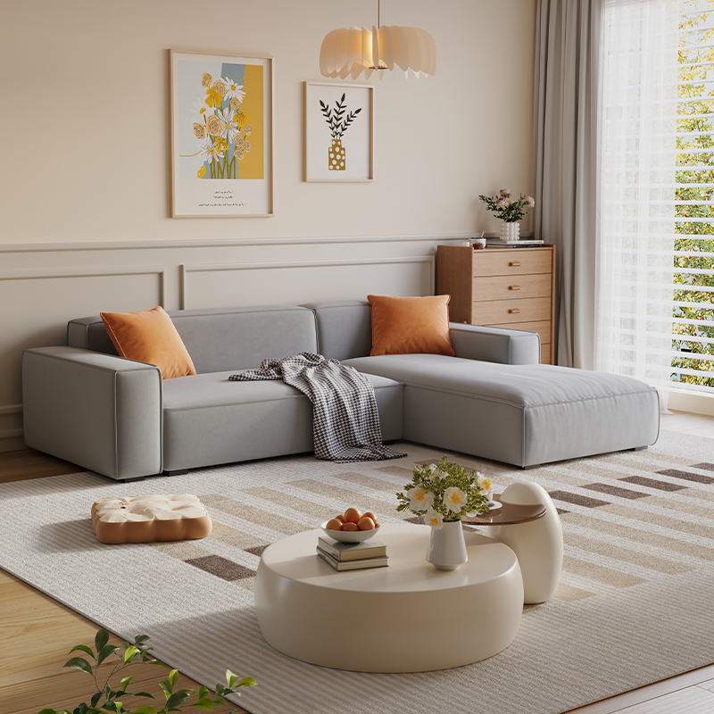 Trendy L-Shape Tear Resistant Sofa Chaise for 3-seater with Square Arm and 1 Chaise - image 4