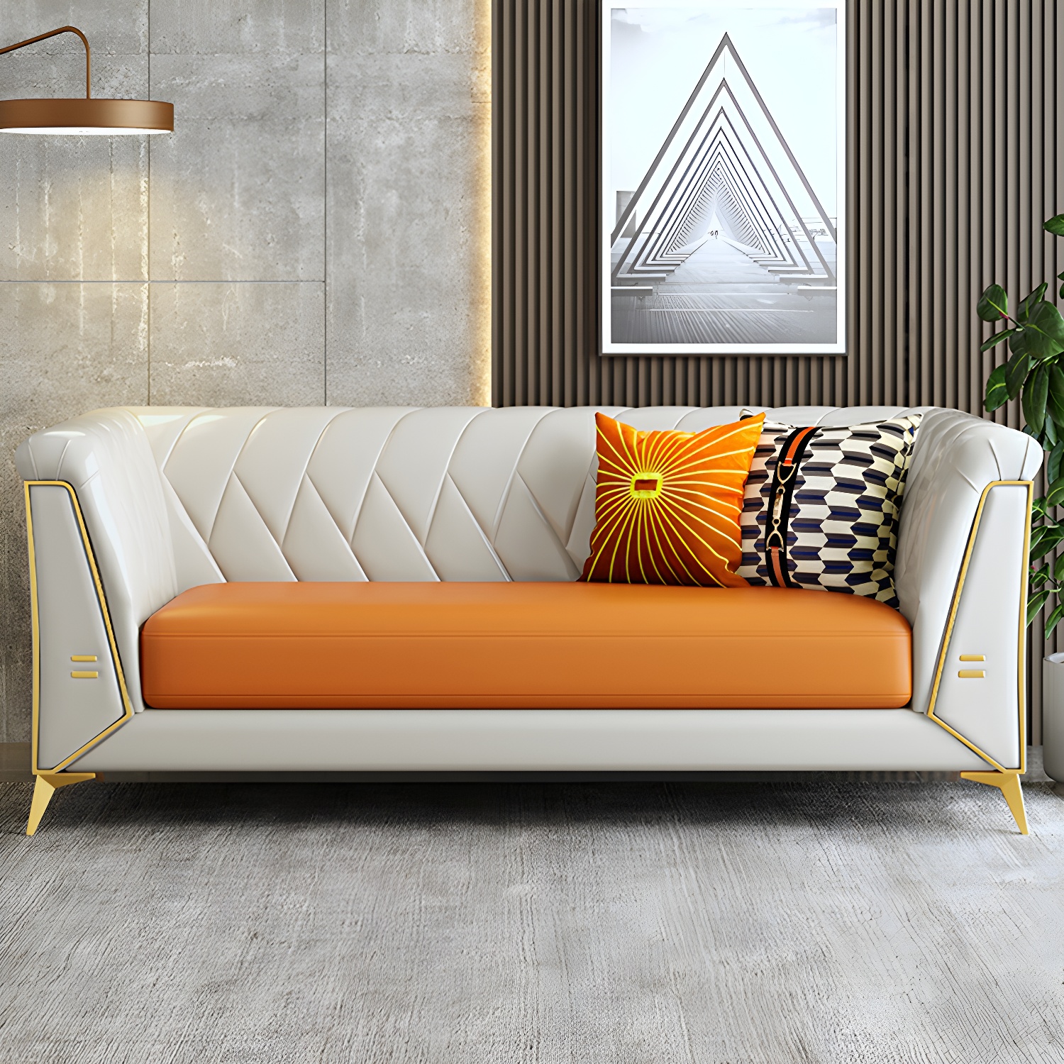 Glam Faux Leather Standard Sofa with Tuxedo Arms in Solid Color - image 14