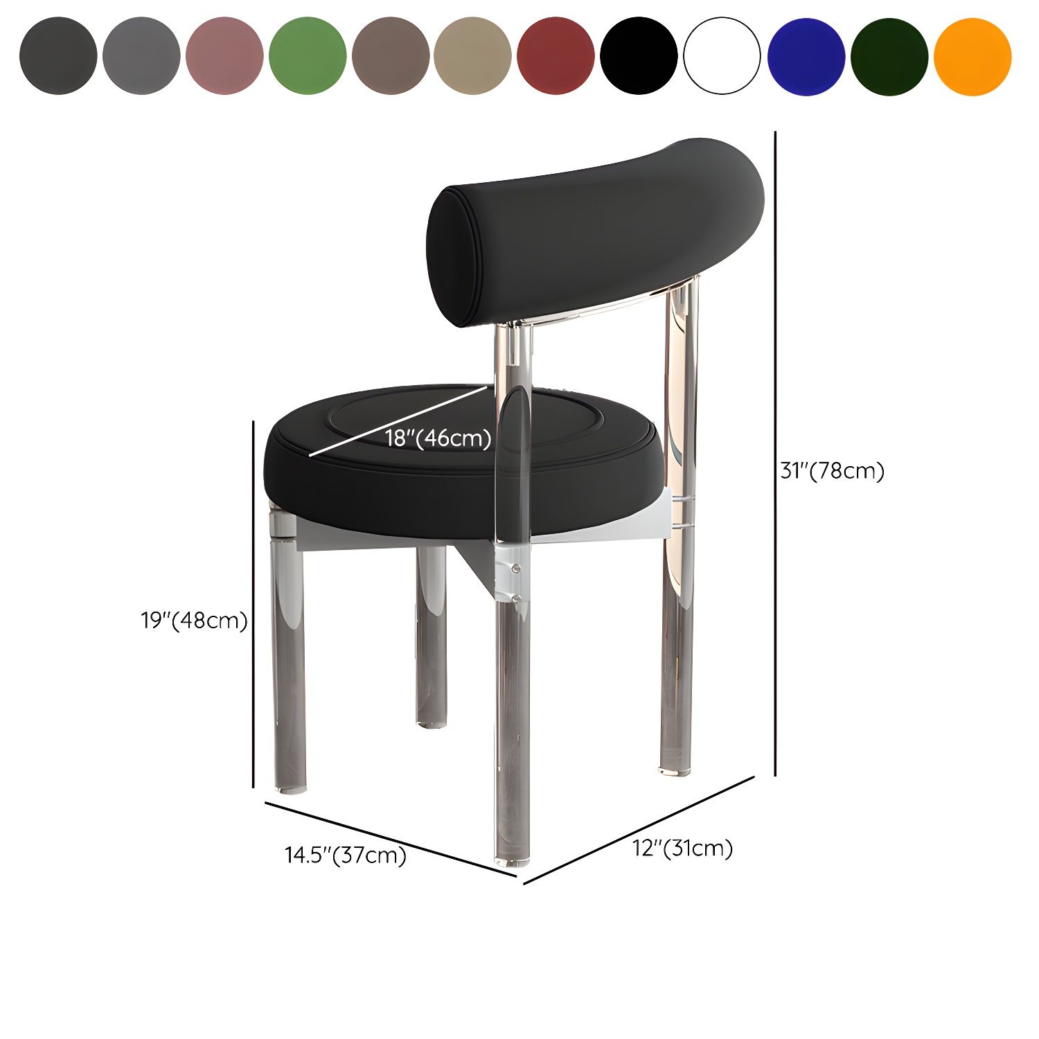 Clear Leg Modern Side Chair with Low Back and Upholstered Polyurethane Seat - image 22
