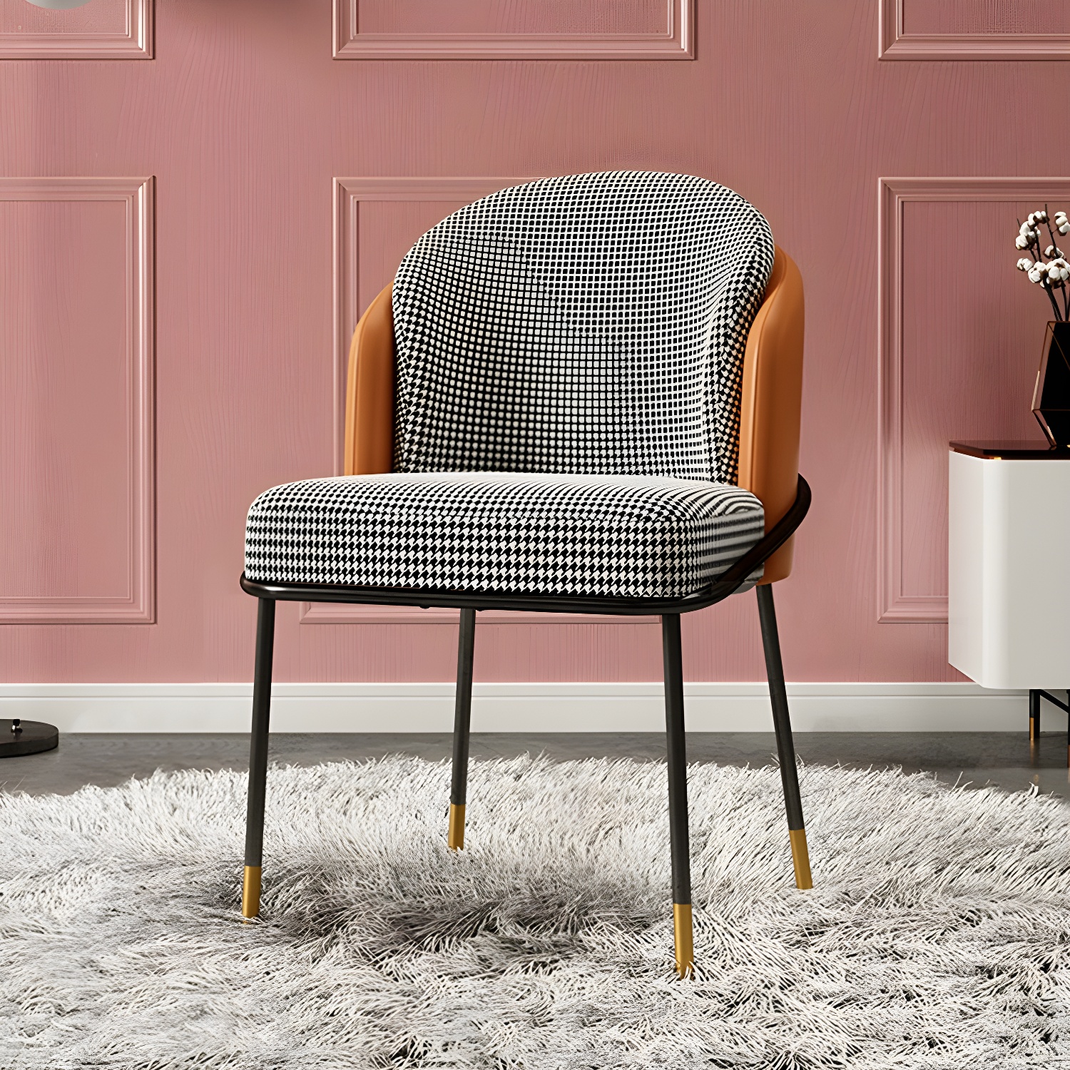 Glam Low-Back Upholstered Chair with Sleek Black Metal Legs for Kitchen & Dining - image 18