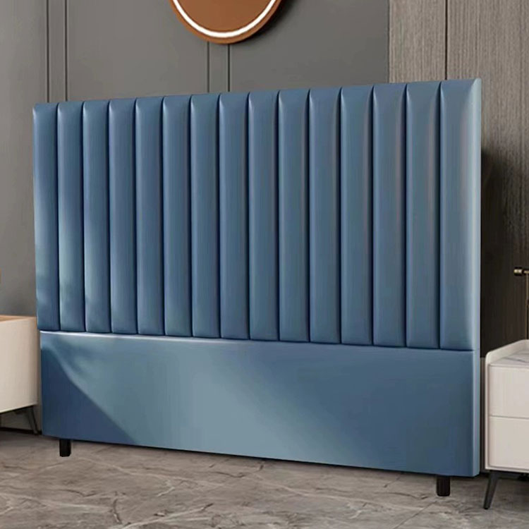 Modern Upholstered Pine Headboard with Leather Upholstery and Wood Legs - image 3
