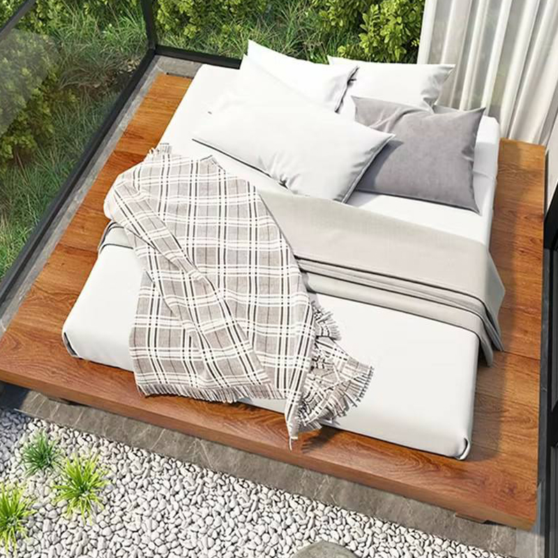 Solid Color Natural Color Wooden Frame Pallet Bed Frame Bedroom - image 4